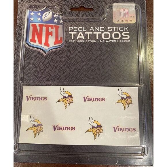 Minnesota Vikings NFL Team 8‎ Pack Peel And Stick Temporary Tattoos - Picture 1 of 1